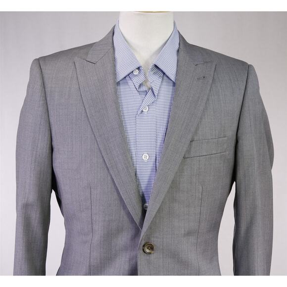 Indochino Custom Gray Pinstripe Peak Lapel Slim Fit 2-Btn Blazer Jacket 36S - Picture 3 of 8
